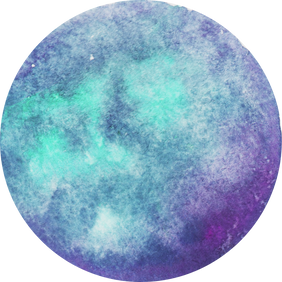 Hand-Painted Watercolor Space Galaxy Neon Blue and Violet Planet